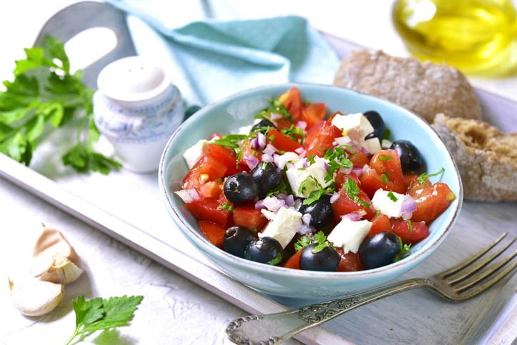 Salade Fêta Tomates Olives Noires